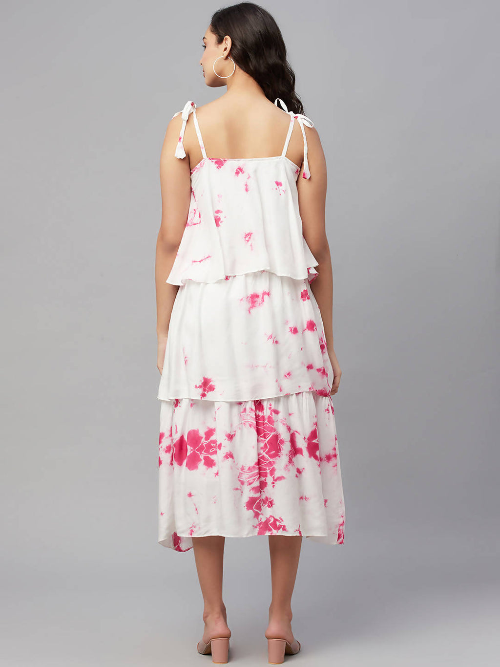 Myshka Multicolor Viscose Printed Shoulder Straps Sleeveless Top Dress