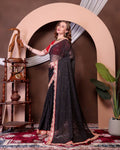 Teeya Creation Black Color Georgette Fabric Chikankari Work Saree