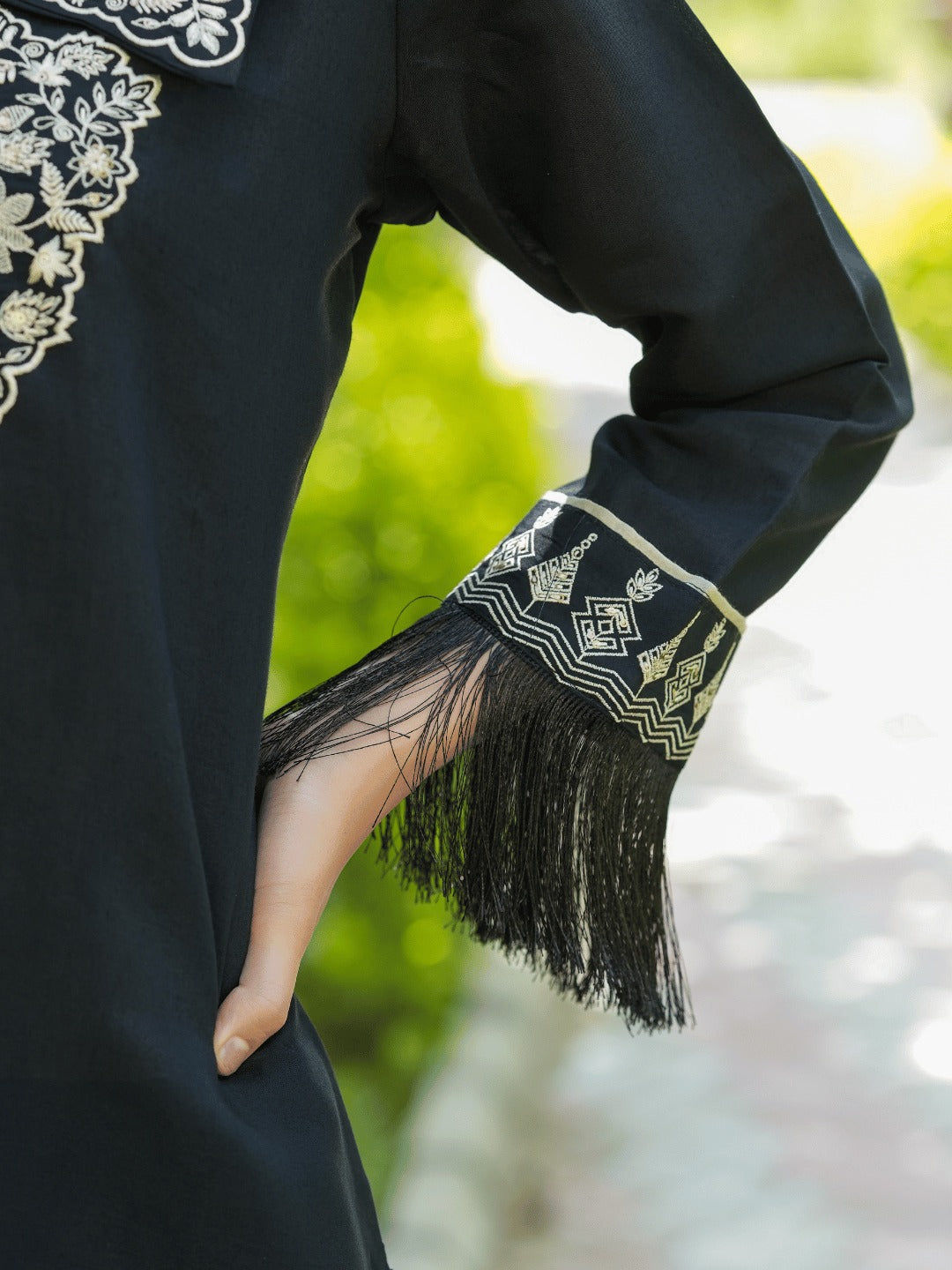 Yufta Black Embroidered Shirt And Trouser Co Ords
