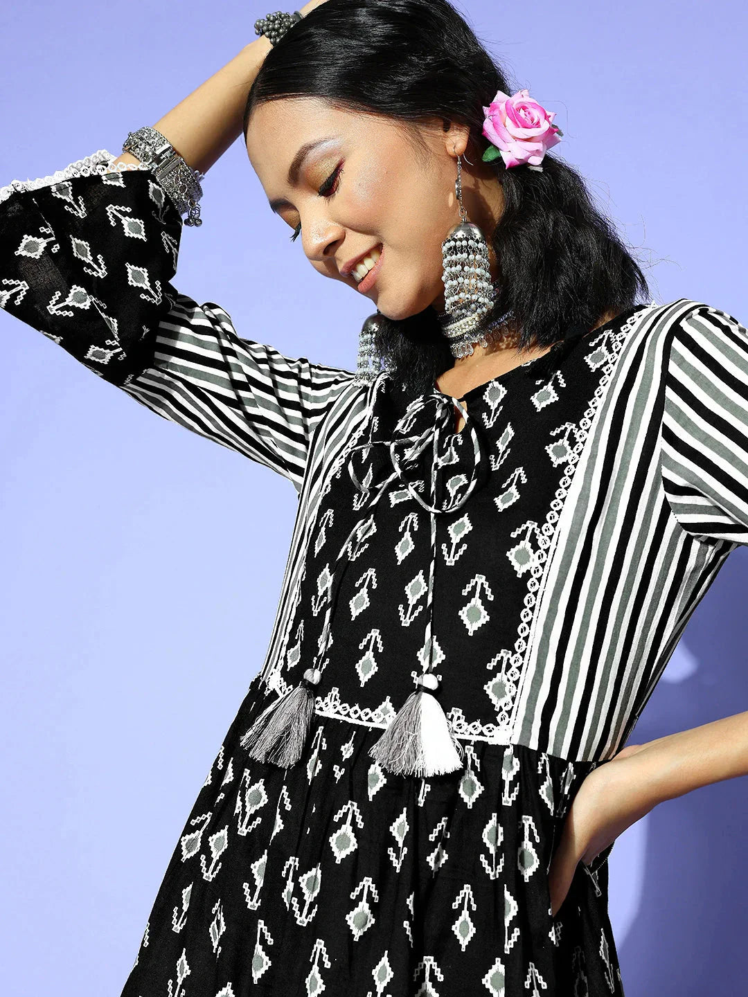 Yufta Black Ethnic Motifs Indie Gal Dress