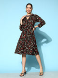 Yufta Black Floral Ethnic Dress