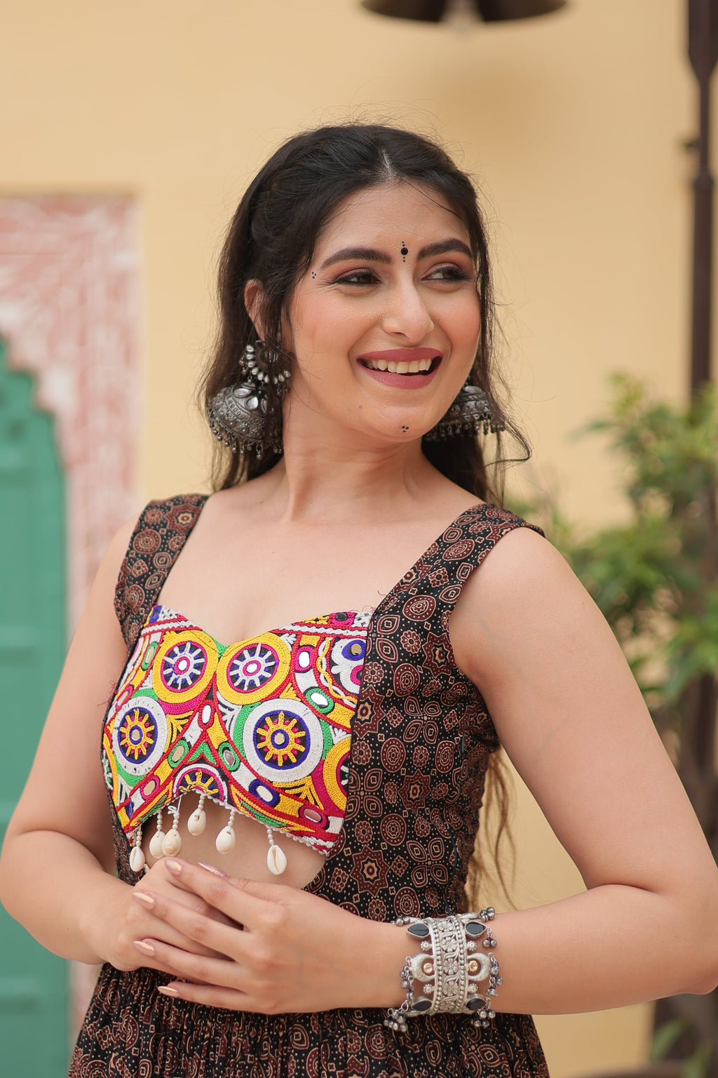 Lorenvalley Black Printed Cotton With Kutchi Gamthi Work and Kodi Lace Gown