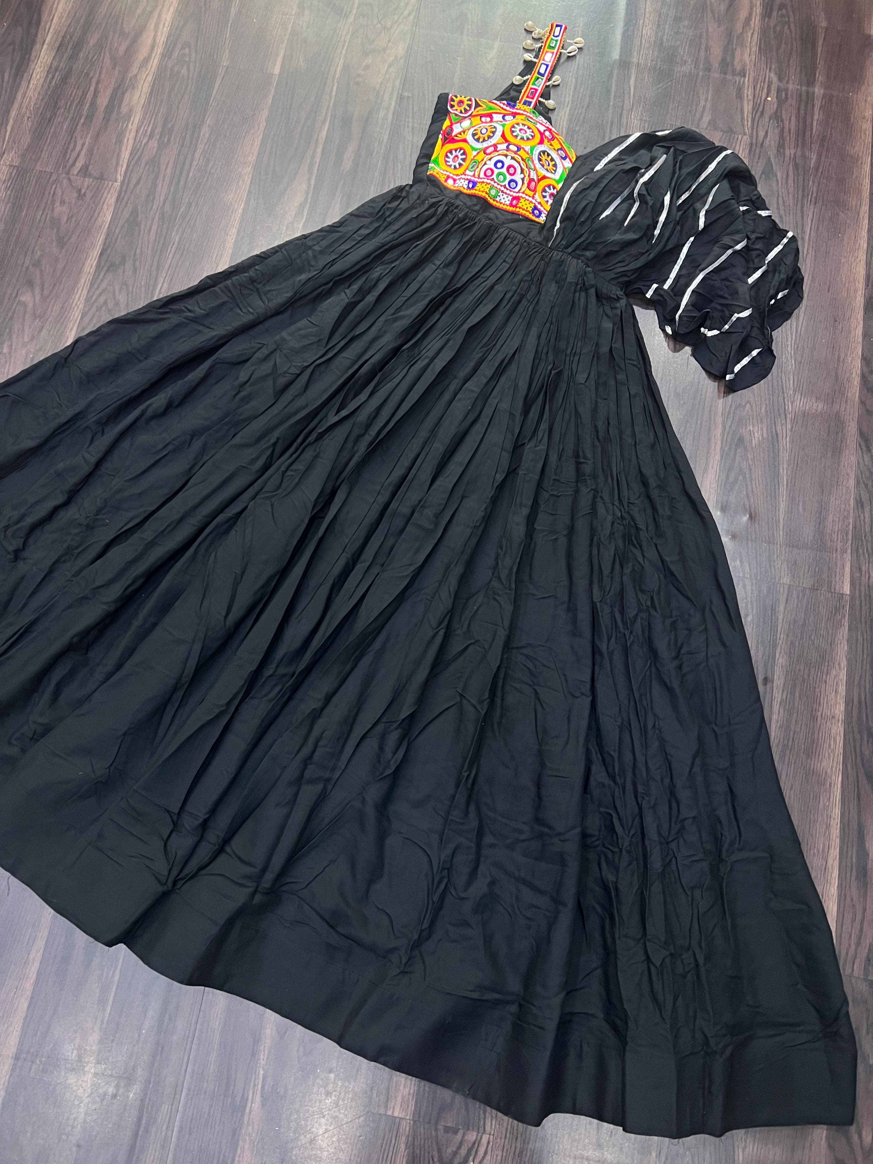 Lorenvalley Black Rayon Fabric with Designer Lace Gown