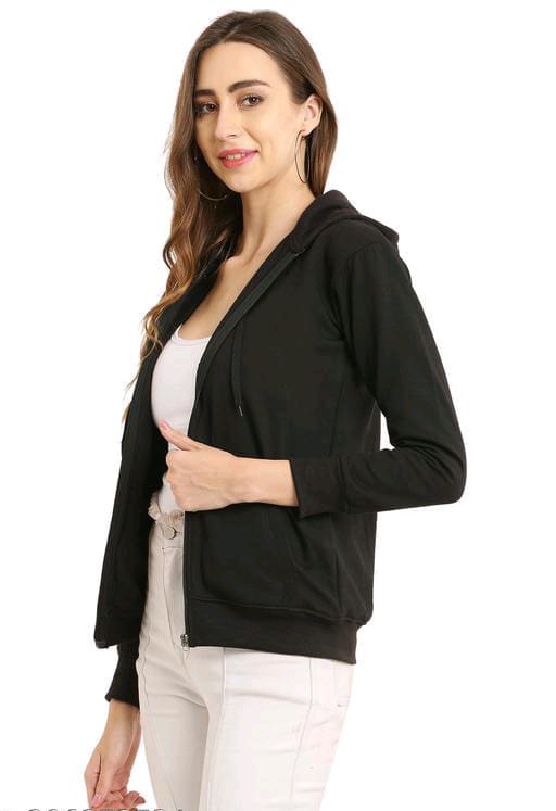 PAVONINE Black Color Casual Winter Wear Hoodie Sweatshirt For Girls