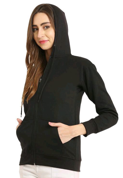 PAVONINE Black Color Casual Winter Wear Hoodie Sweatshirt For Girls