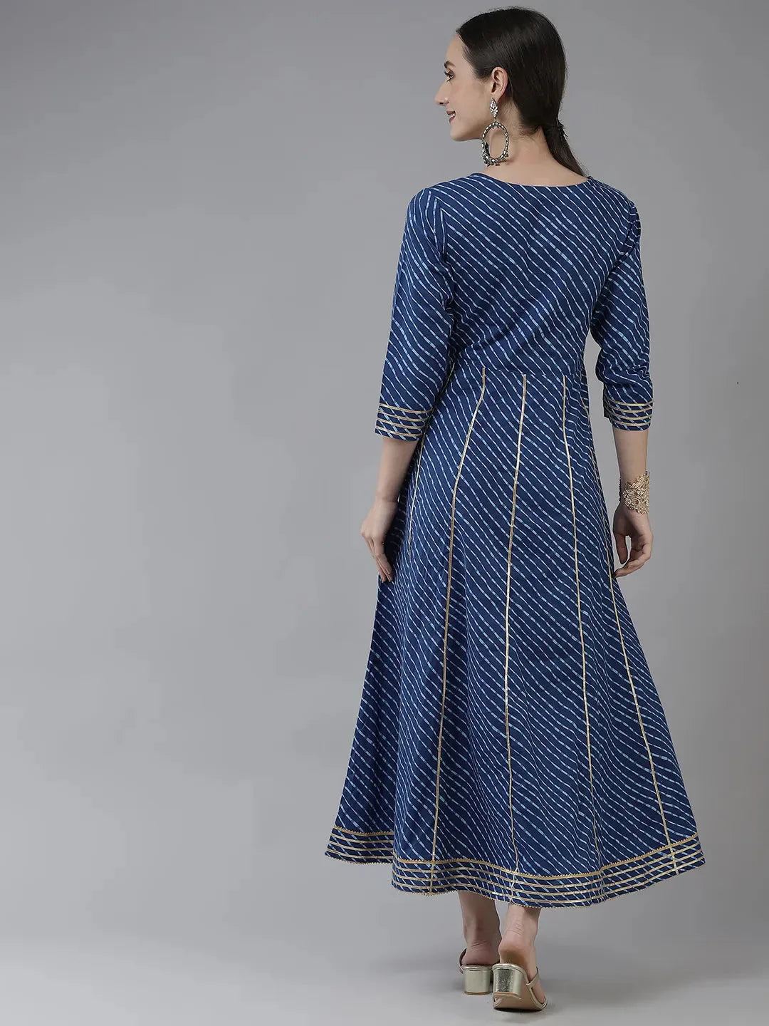 Yufta Blue Ethnic Motifs Maxi Dress