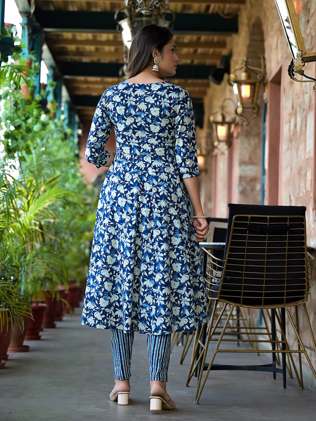 Yufta Blue Floral Dori_Embroidery Kurta Trouser With Dupatta Set