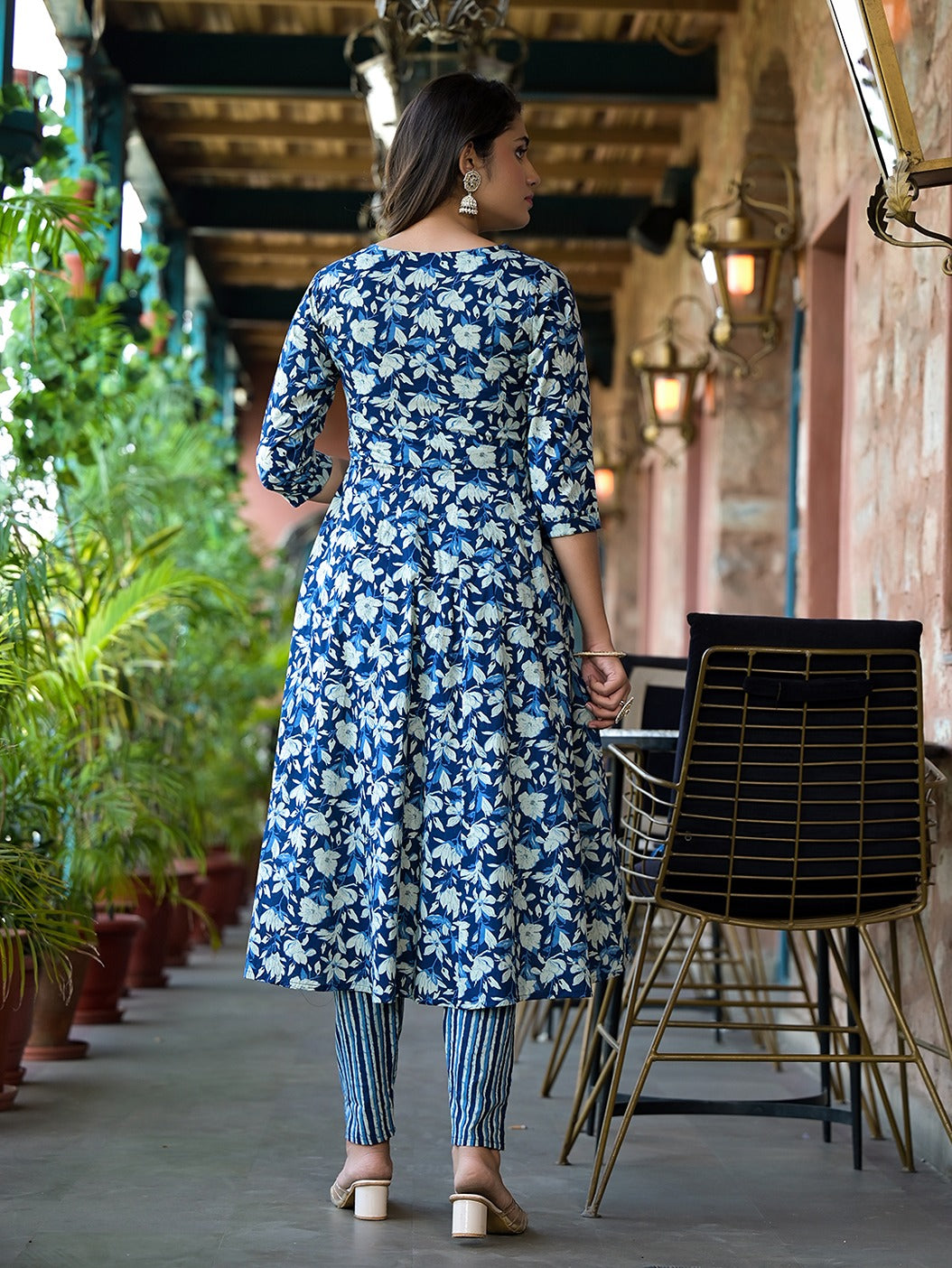 Yufta Blue Floral Dori_Embroidery Kurta Trouser With Dupatta Set