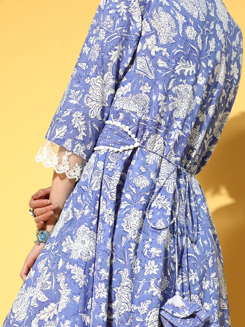 Yufta Blue Floral Ethnic Dress