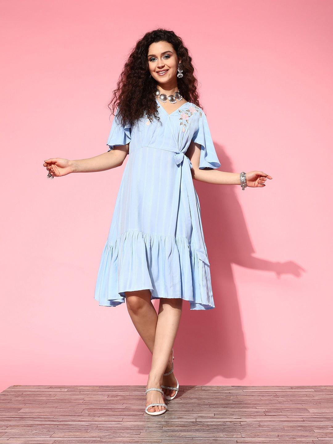 Yufta Blue Floral Tiered Dress