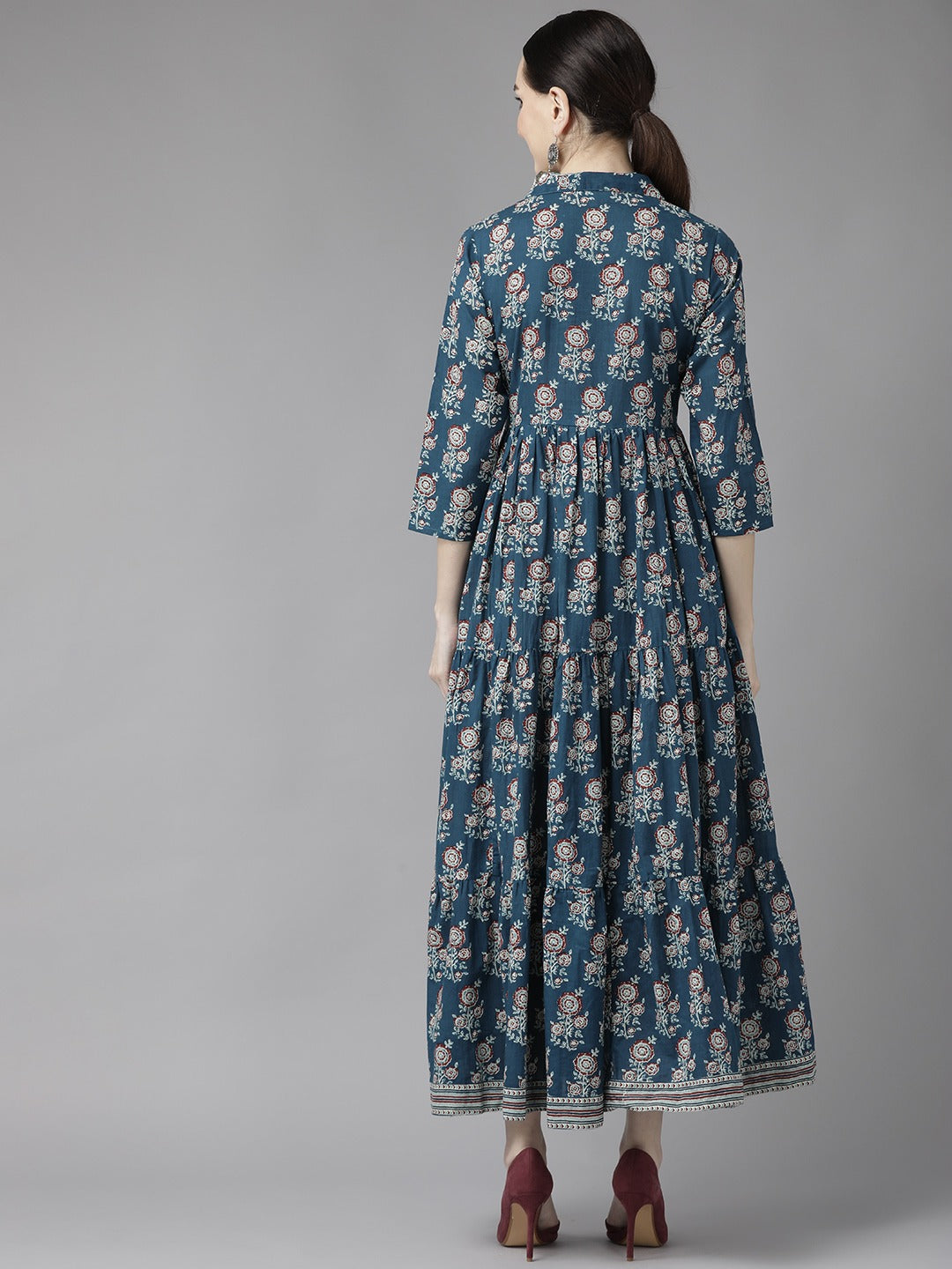 Yufta Blue Print Cotton Maxi Dress