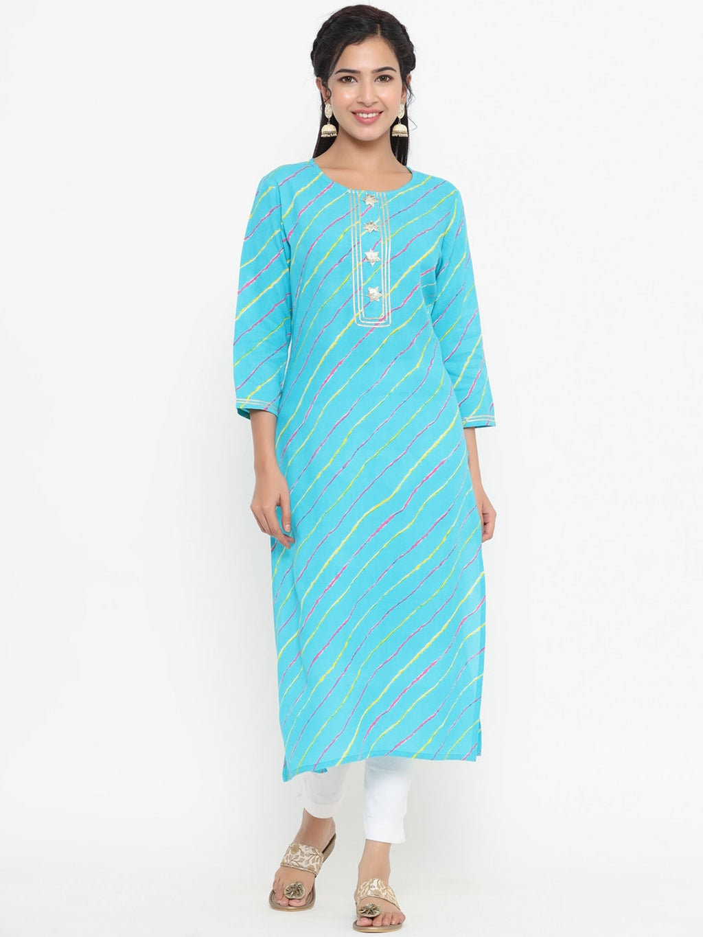 Yufta Blue Printed Kurta