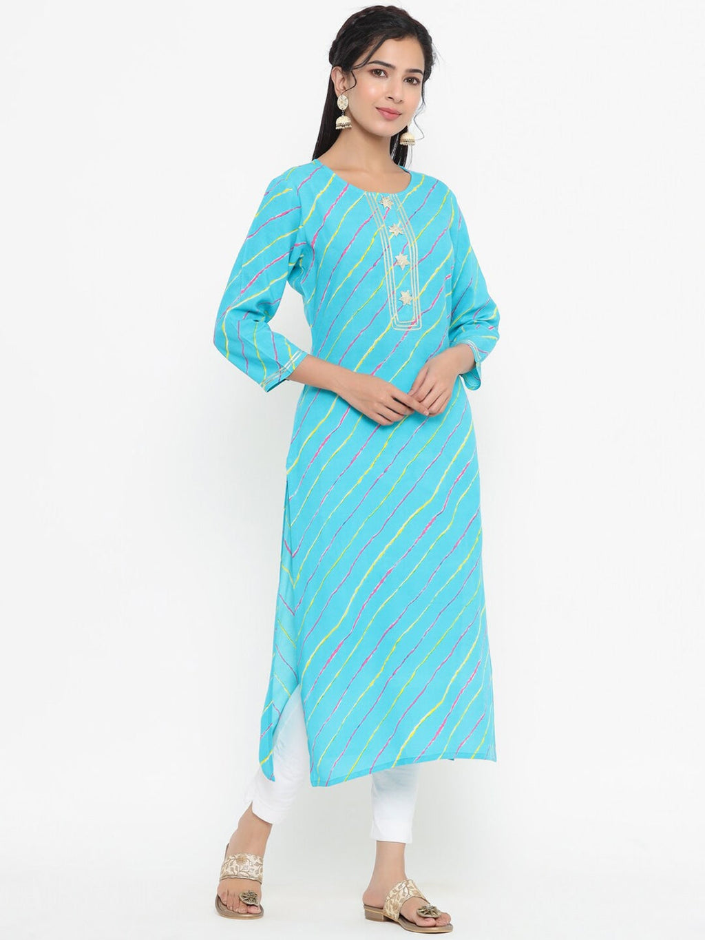 Yufta Blue Printed Kurta