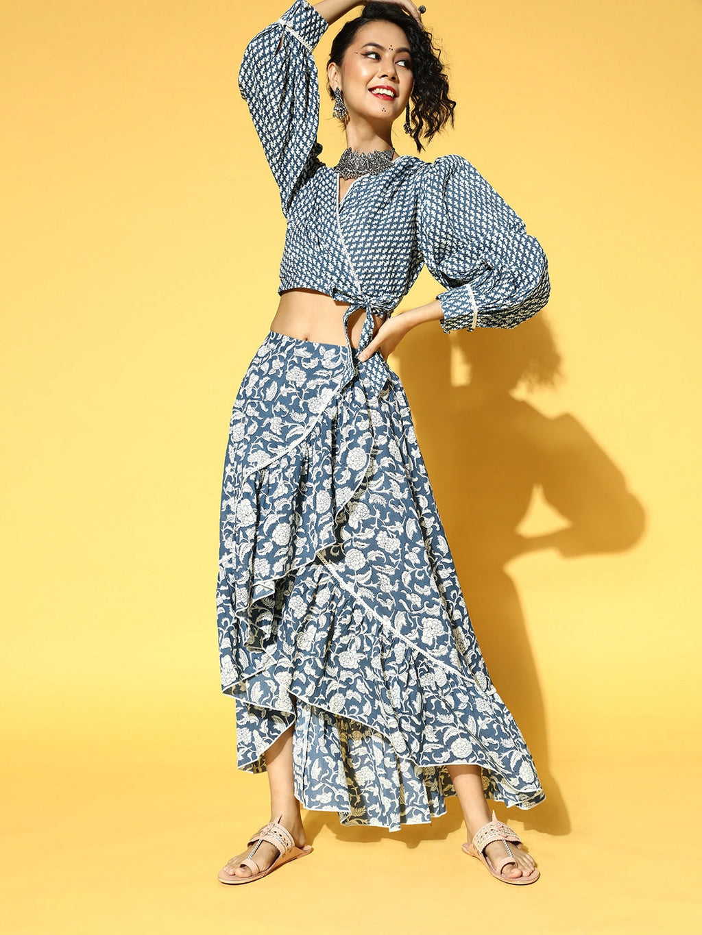 Yufta Blue & White Printed Co-ord Set