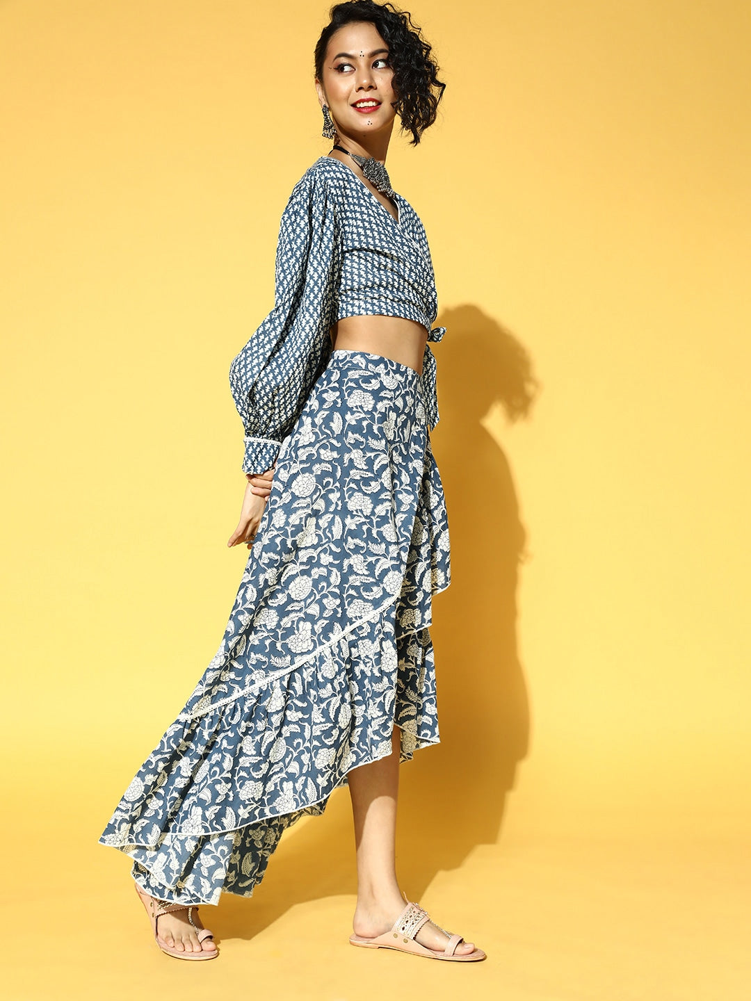 Yufta Blue & White Printed Co-ord Set