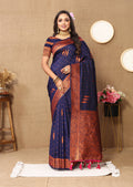 Lorenvalley Fashion Blue Soft Silk Copper Zari weaving Design Saree