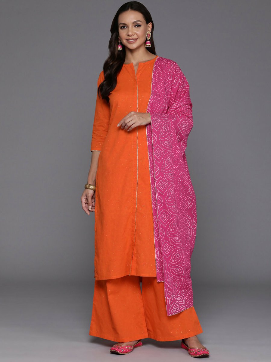 Ahalyaa Women's Traditional wear Kurta Set - Orange