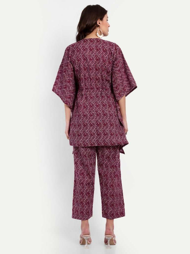 Alvano Printed Kaftan Kurti with Pant Set