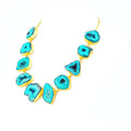 Bling Accessories Turquoise Agate Natural Stone Statement Necklace