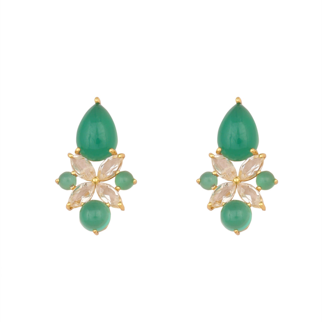 Nuyug 18k Gold Plated Floral Diamond Glow Earrings
