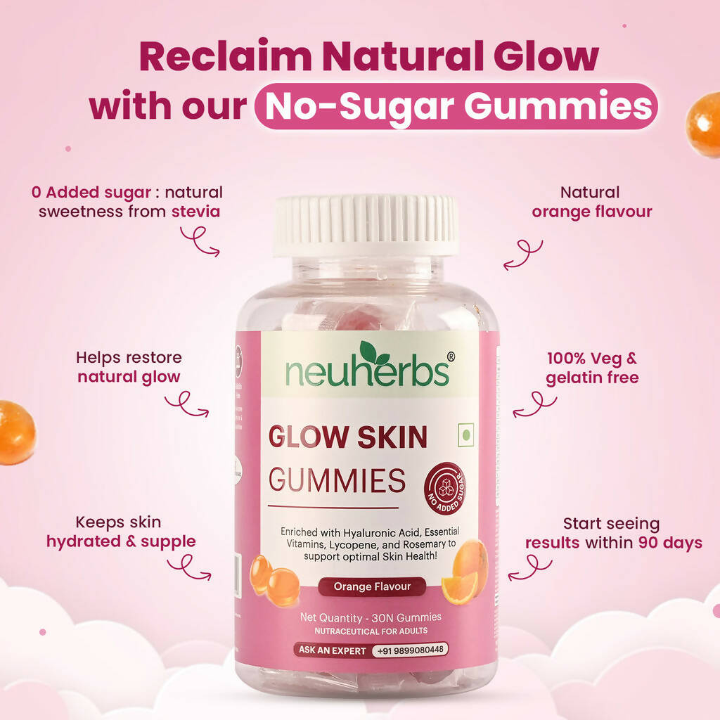 Neuherbs Glow Skin Gummies (No Added Sugar) - Orange Flavor