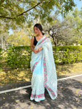 Vamsee Sky Blue Organza Saree