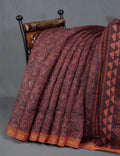 Light Coffee Brown Coloured Discharge Print Semi Chanderi Saree By Gayathri Reddy Designer Studio