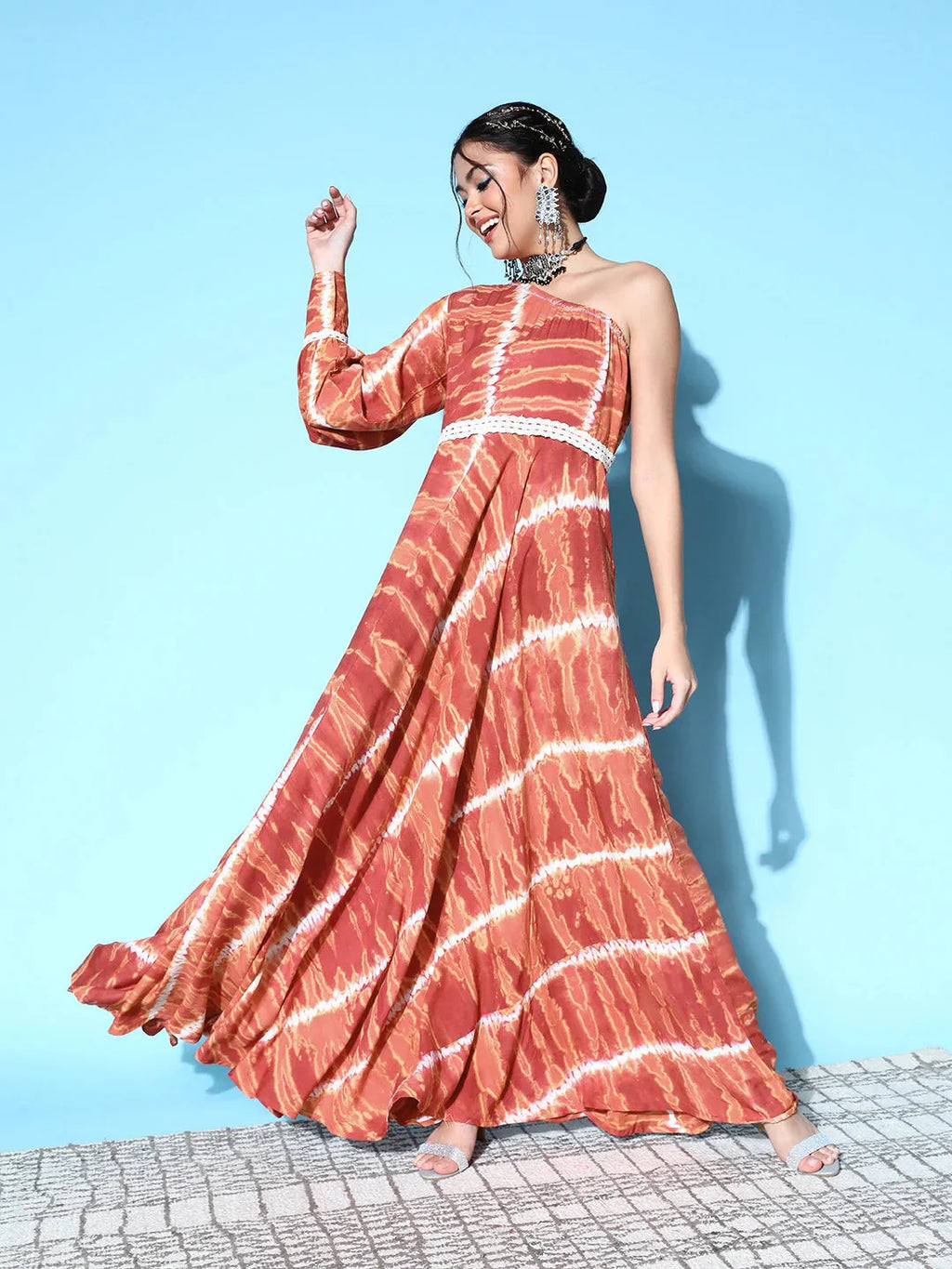 Yufta Brown One Shoulder Maxi Dress
