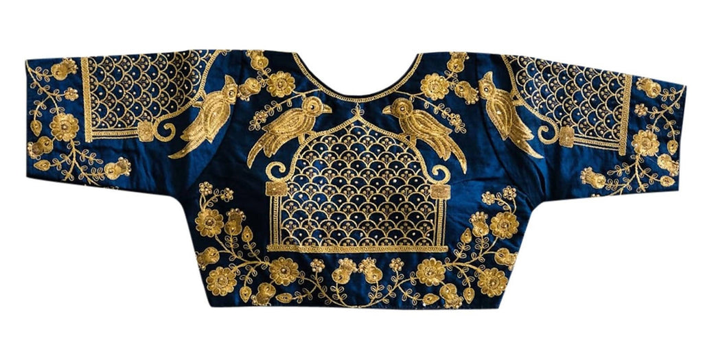 Vamika Beautiful Blue Banglori Silk Embroidery Blouse