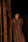 Brown Modal Silk Designer Printed Men's Kurta Set - Mahotsav
