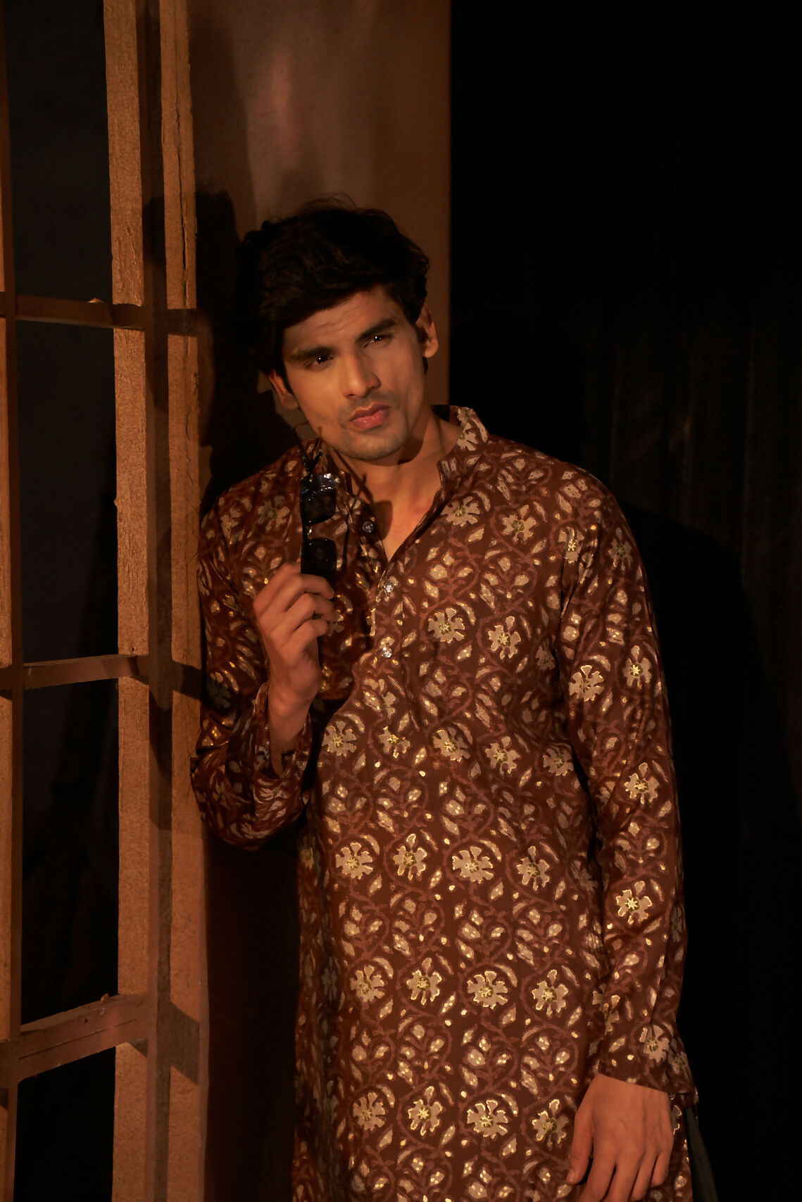 Brown Modal Silk Designer Printed Men's Kurta Set - Mahotsav