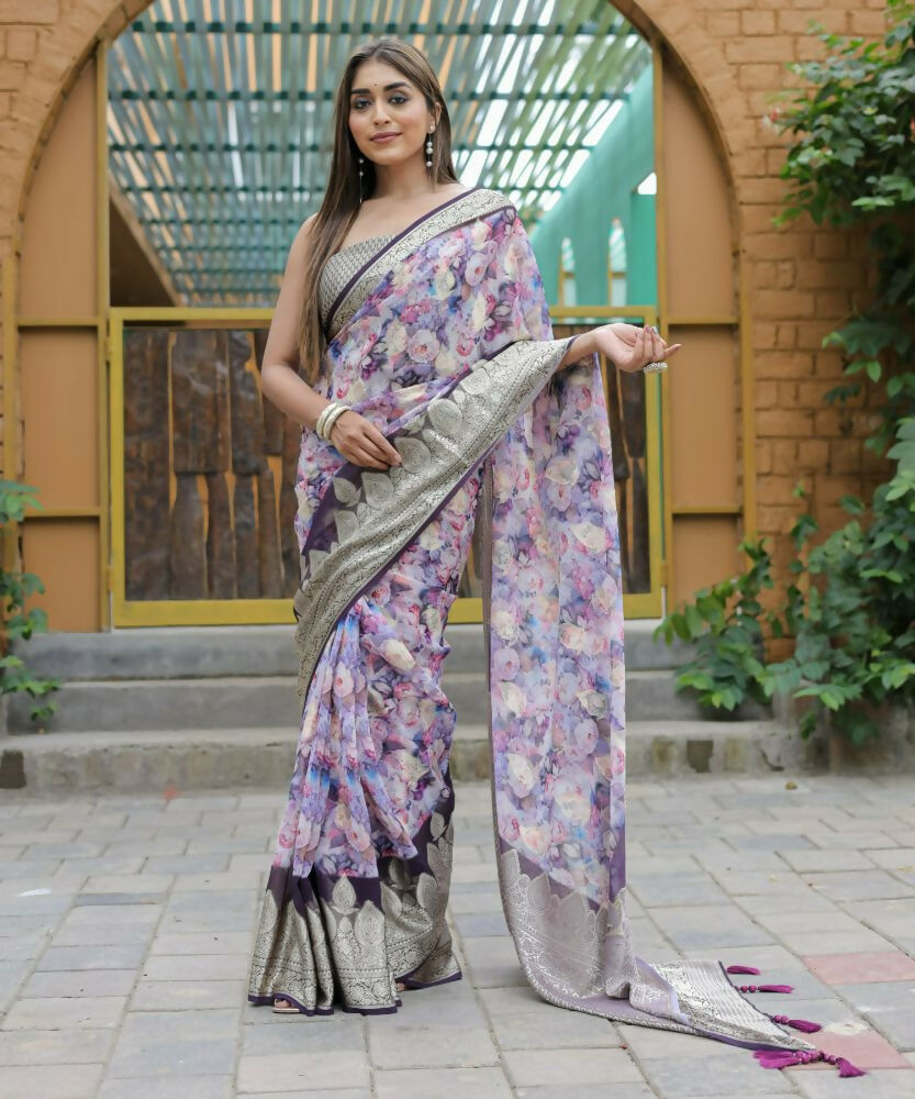 Vamsee Dhruvini Purple Georgette Saree