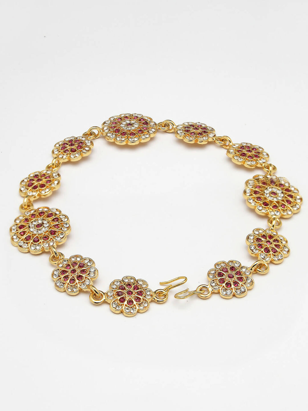 NVR Women's Gold-Polished Traditional Meenakari Stones Trending Matha Patti