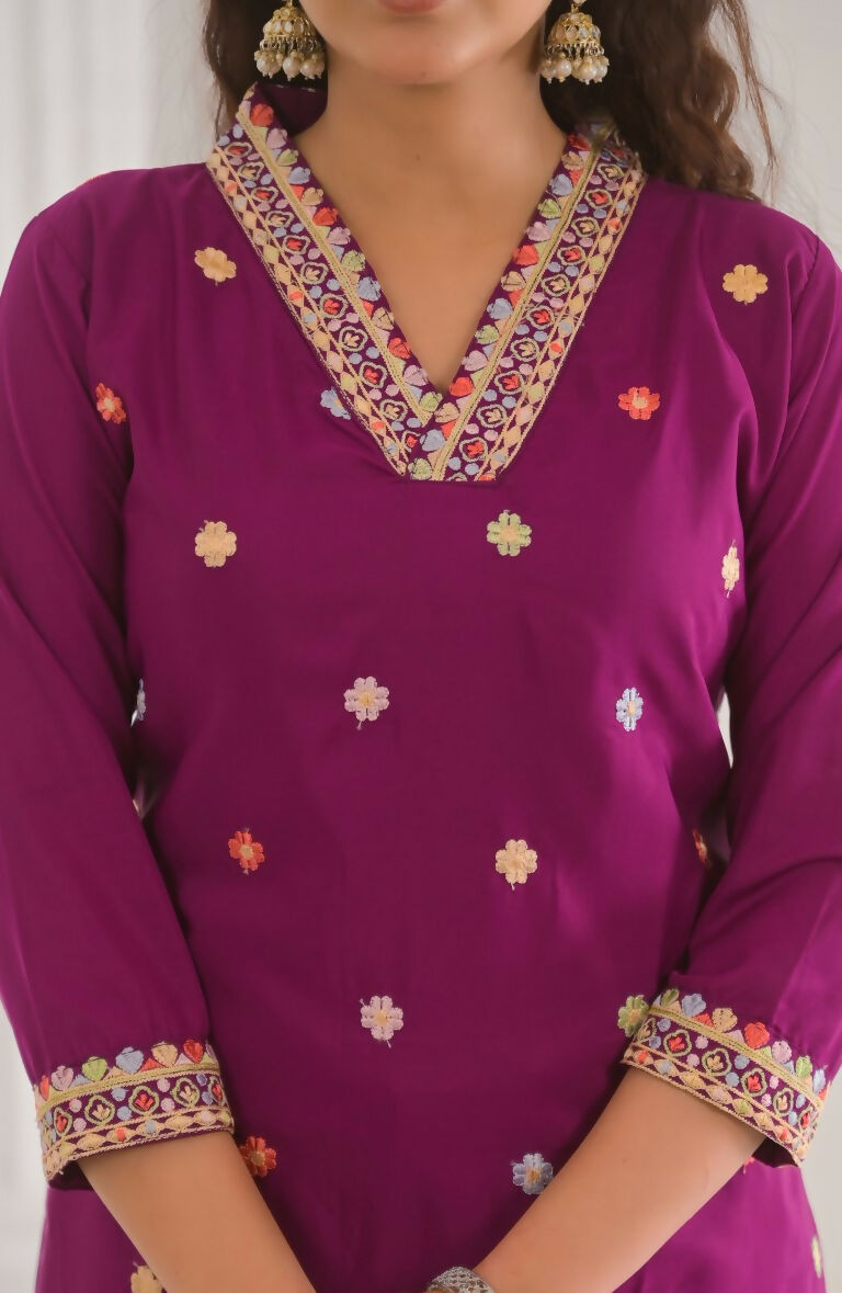 Festive Ethnic Viscose Chanderi Rani Pink Stitched Suit With Dupatta - Rashmika