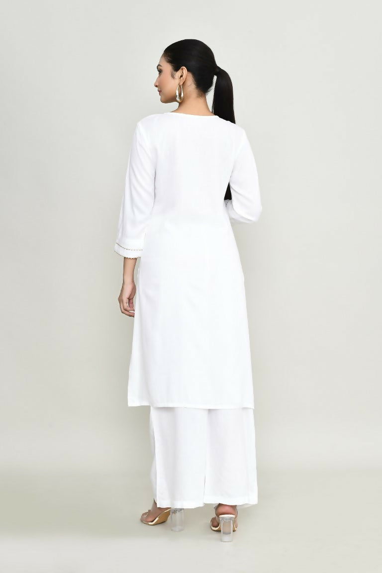 Joban Fashion White Rayon Kurta Set