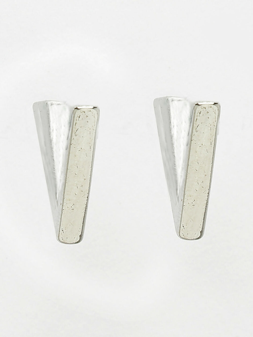 NVR Men's Silver-Plated Geometric Shape Stainless Steel Studs Earring