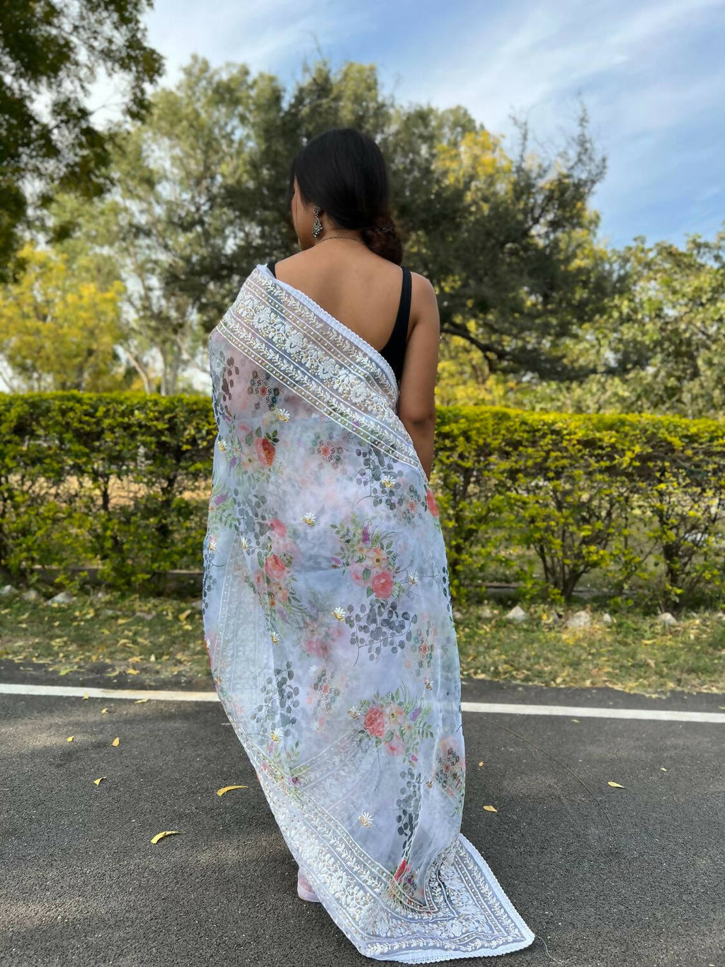 Vamsee White Organza Saree