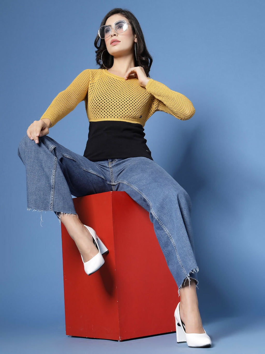 Women Winter Yellow Cotton Pullover - Wool Trees