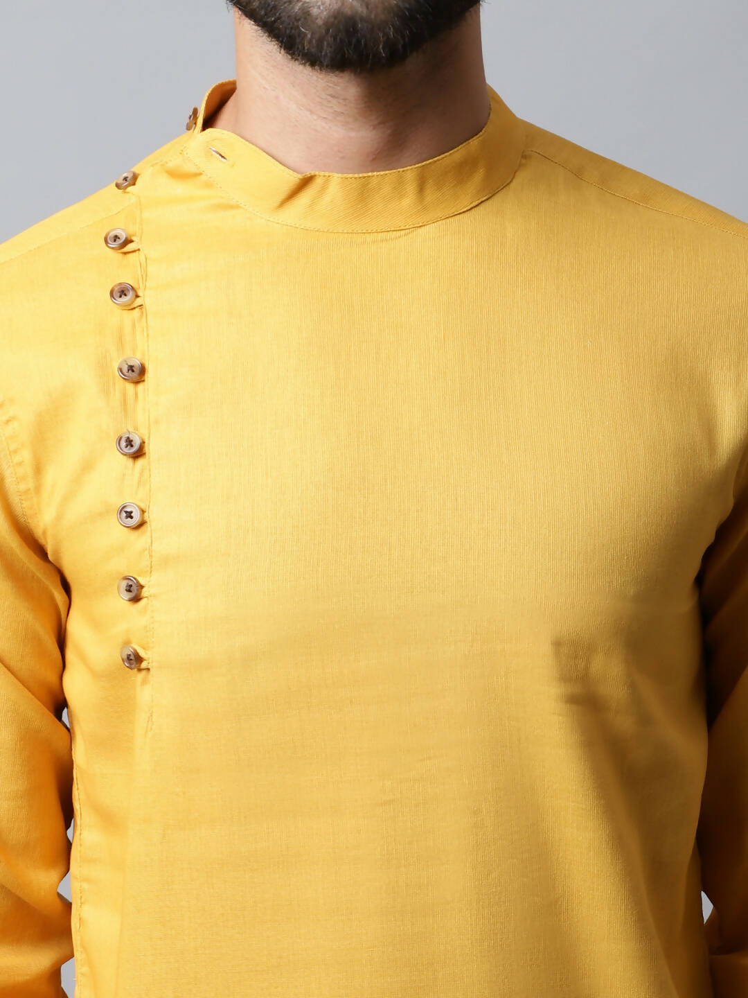 Even Apparels Yellow Color Pure Cotton Men's Kurta With Side Placket (MMS1130)