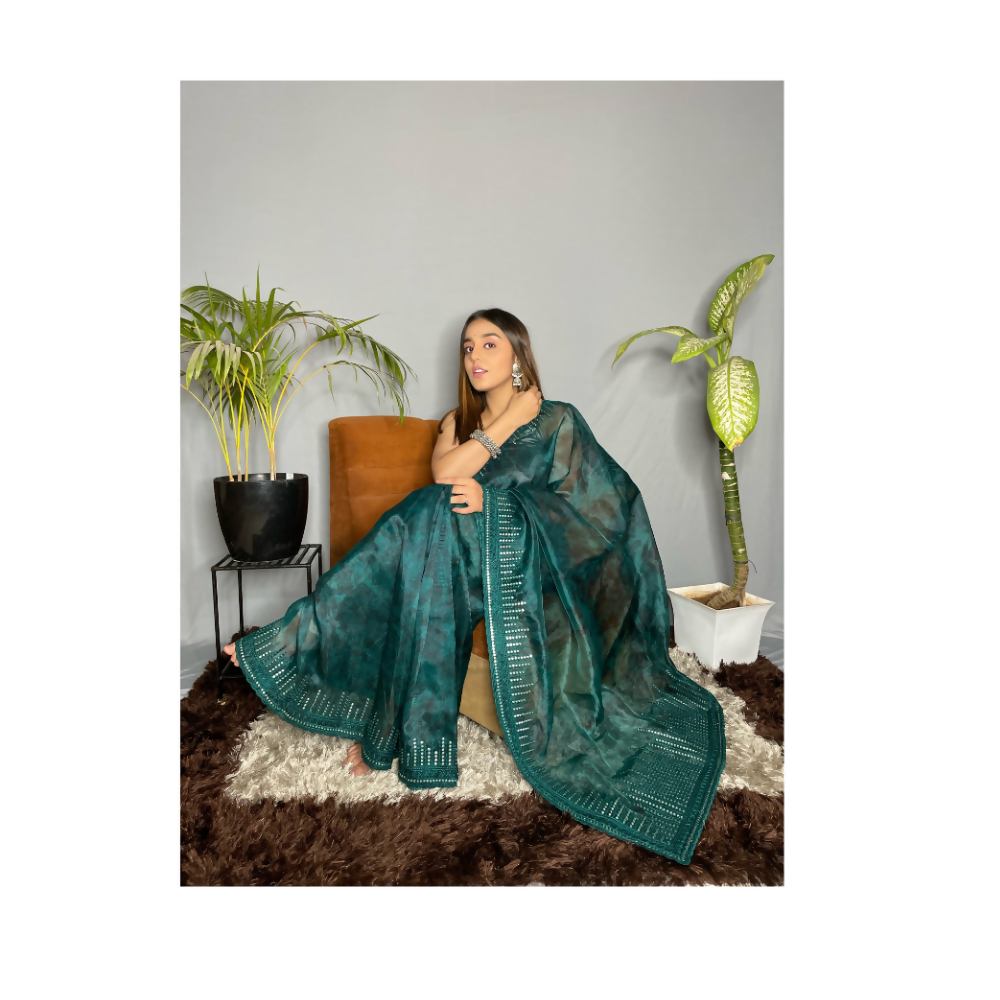 Vamsee Rinkle-Gotta Maroon Organza Saree