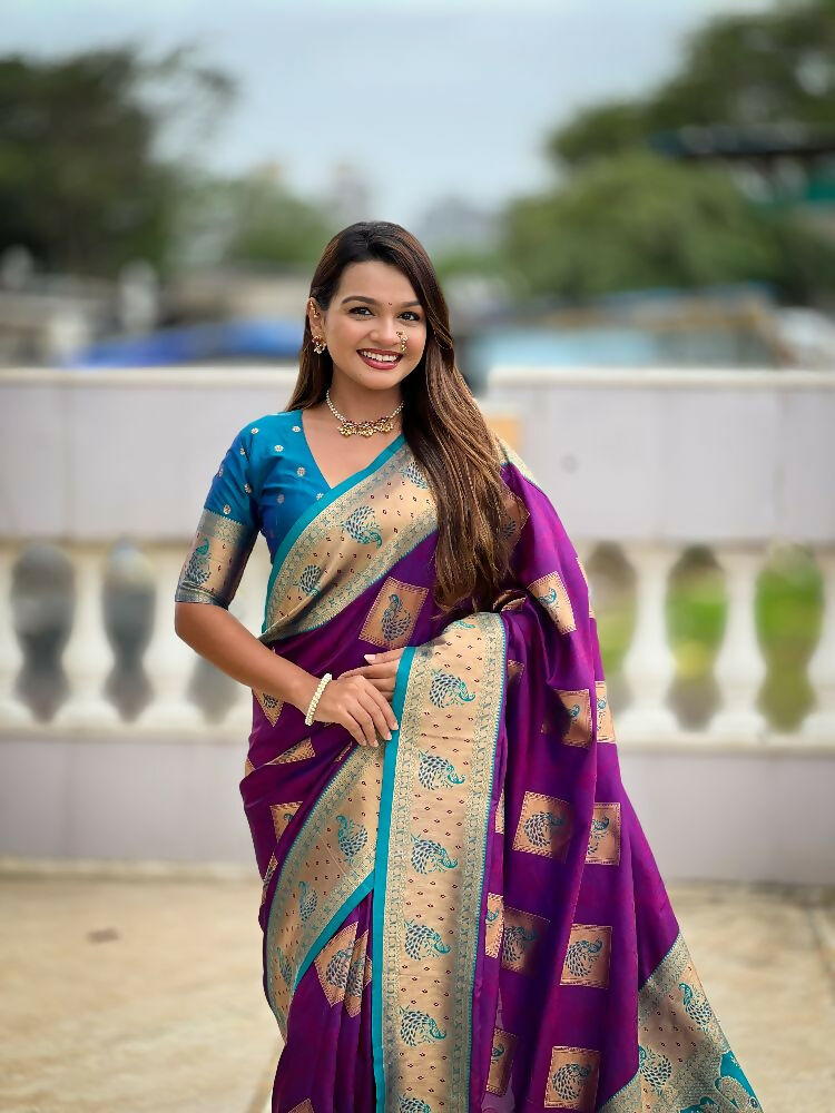 PR Fashion Magenta Soft Banarasi Silk With Zari Weaving Meenakari Design Saree