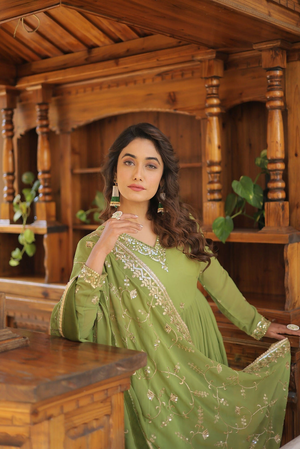 Joban Fashion Green Georgette Sequence Embroidery Work Kurta Set