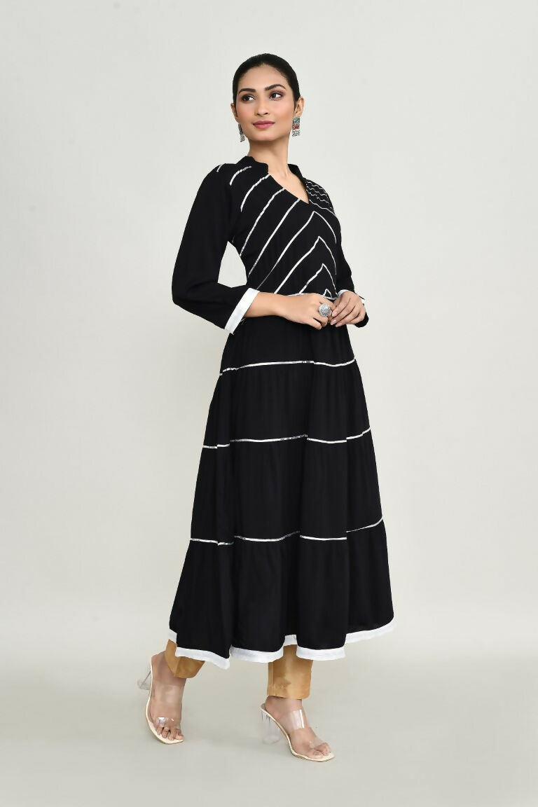 Joban Fashion Black Rayon Kurta Set