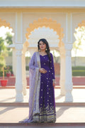 Joban Fashion Blue Georgette Sequence Embroidery Work Kurta Set