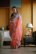 Vamsee Sanyogita Sanyogita - Orange Organza Saree