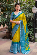 Yellow Jute Silk Ethnic Motifs Saree with Unstitched Blouse - Hiral Fashion