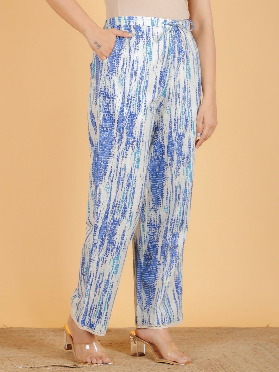 Aramya Straight Kantha Cotton Tie-Dye Print Women's Kurta Set - Off White