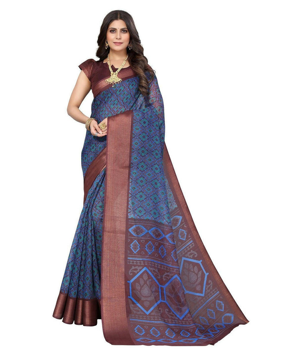 Vamika Cotton Blue Jari Border Bollywood Style Saree (VASU BLUE)