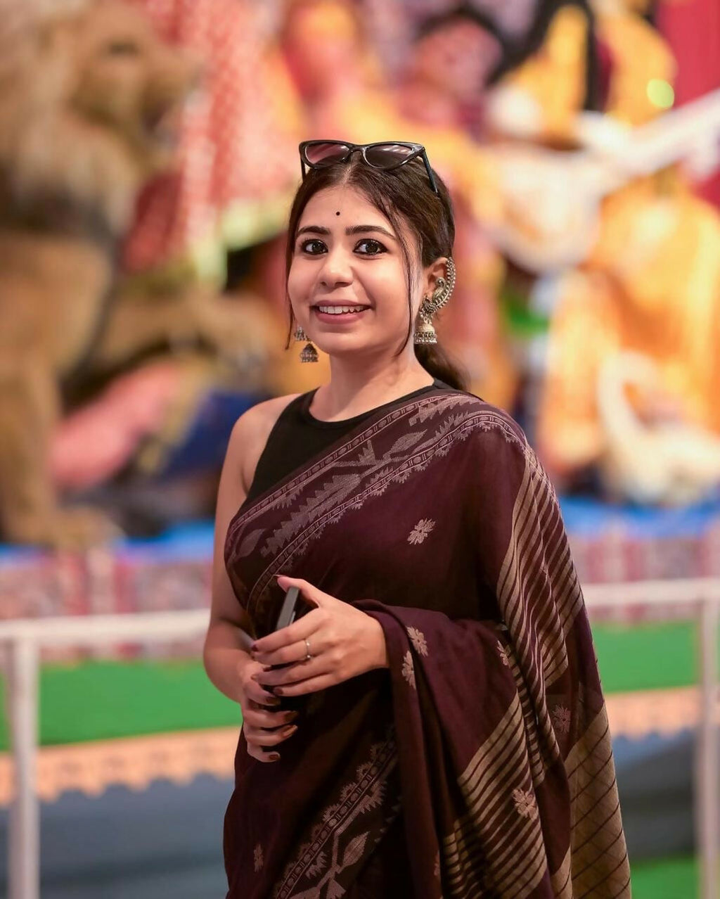Exclusive Collection Beautiful Brown Pure Cotton Woven Handloom Saree With Running Blouse Piece