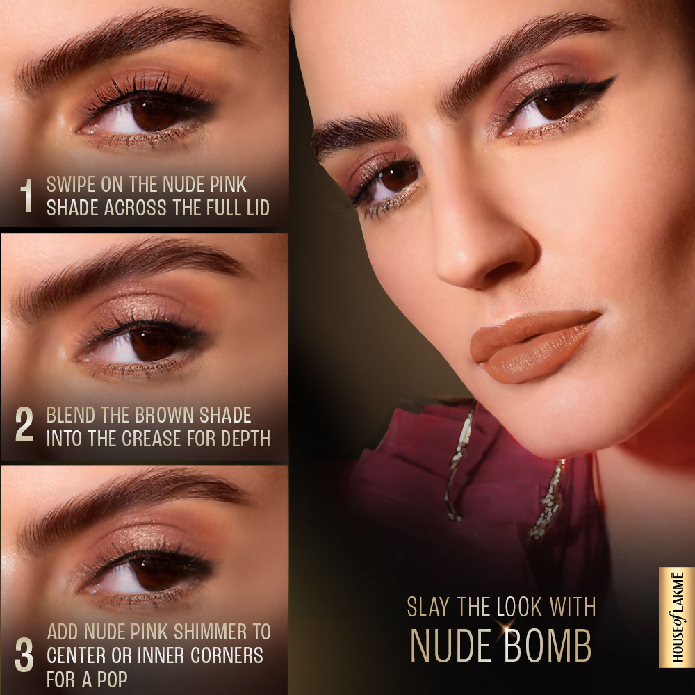 Lakme 9 To 5 Eyeconic Cream Powder Eyeshadow Stack - Nude Bomb